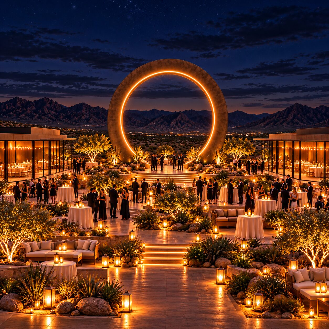 Bridal suite and lounge terrace beside a pool